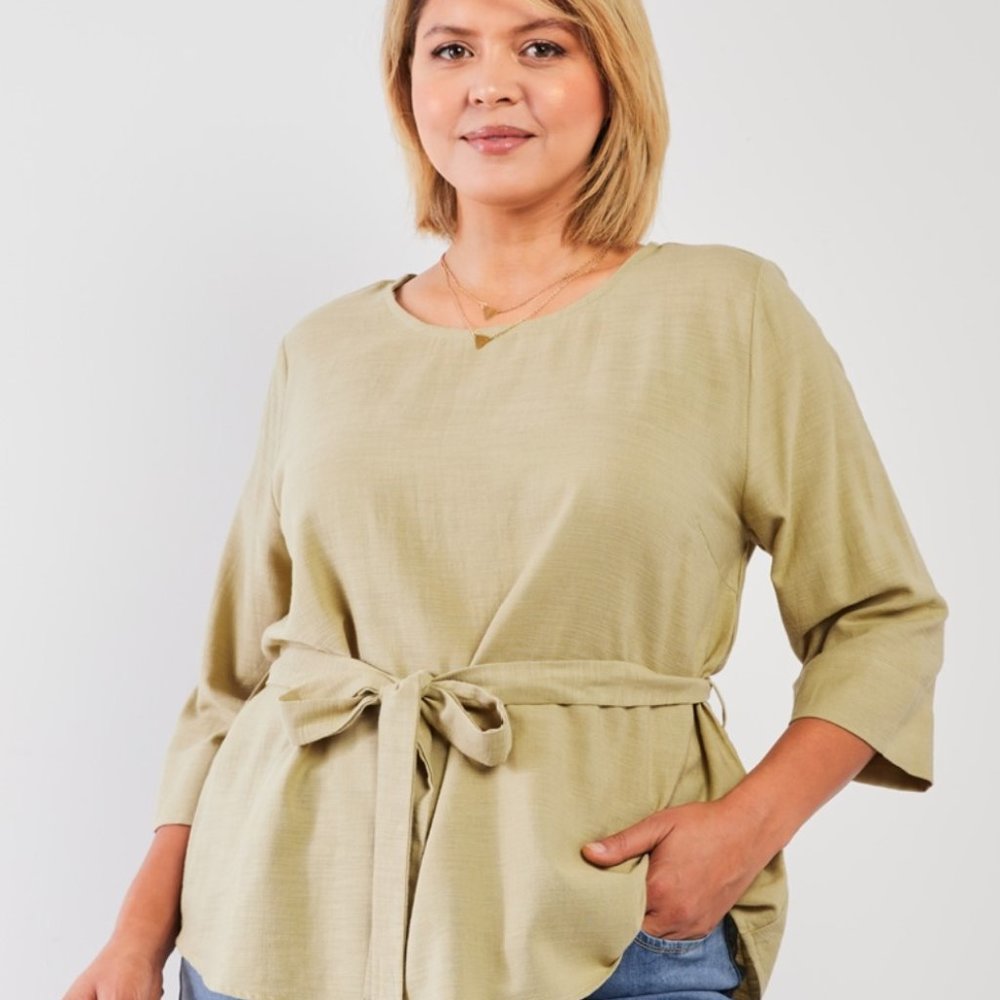 Olive Sage Midi Sleeve Top